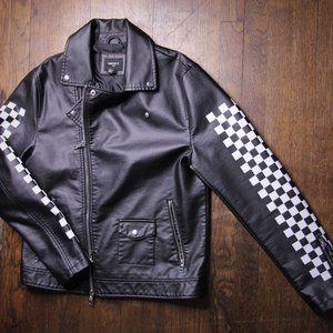 FOREVER 21 Checkered Faux Leather Zip Jacket